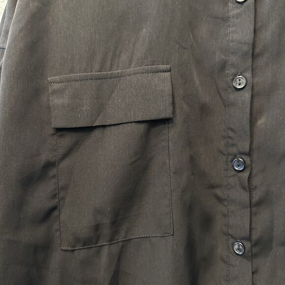 Lulus Women’s Shirt Dress Small Telegraph Route Black Shirt Dress Button Down - Picture 4 of 15